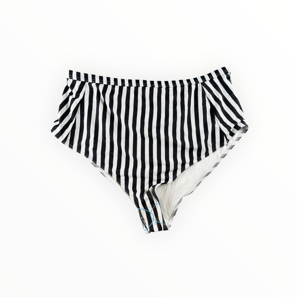 ASOS Design Womens High Waisted Bikini Bottoms Black White Striped Size US 20